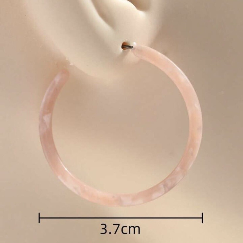 Dusty Pink Acetic Acid Circle Shaped Hoop Earrings Stainless Steel Post New Nice